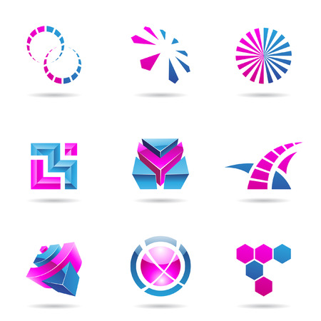 Abstract blue and purple Icon Set isolated on a white backgroundのイラスト素材