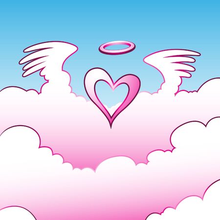 Illustration of Angel Heart over the Cloudsのイラスト素材