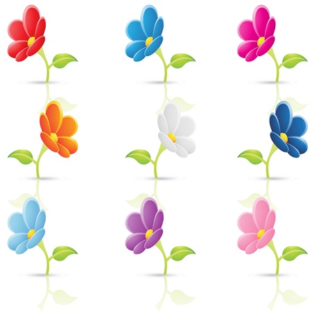  Illustration of a set of colourful flowersのイラスト素材