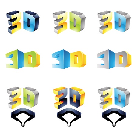 3D Viewing Experience logos isolated on a white backgroundのイラスト素材