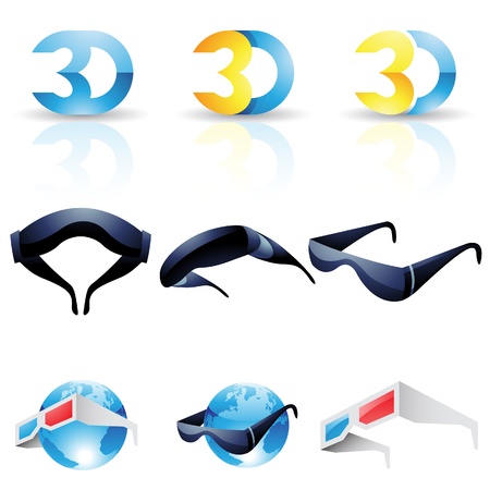 3D stereoscopic glasses isolated on a white backgroundのイラスト素材