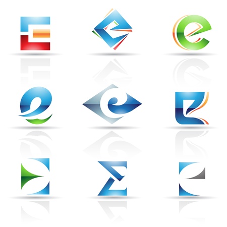 Vector illustration of abstract icons based on the letter Eのイラスト素材