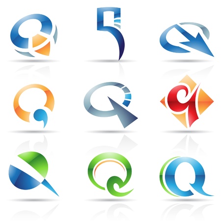 Vector illustration of abstract icons based on the letter Qのイラスト素材
