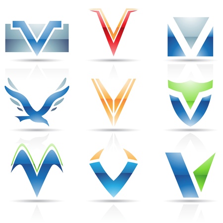 Vector illustration of abstract icons based on the letter Vのイラスト素材