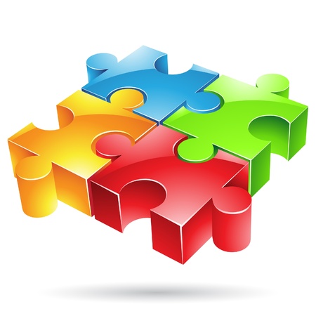 Vector illustration of glossy colorful jigsaw puzzleのイラスト素材