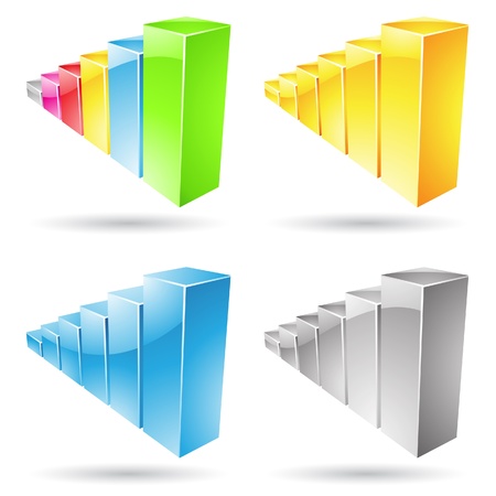 Vector illustration of colorful stat bar icons isolated on whiteのイラスト素材