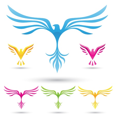vector illustration of  various birds iconsのイラスト素材
