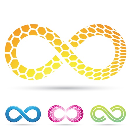 Vector illustration of Infinity Symbols with Honeycomb patternのイラスト素材