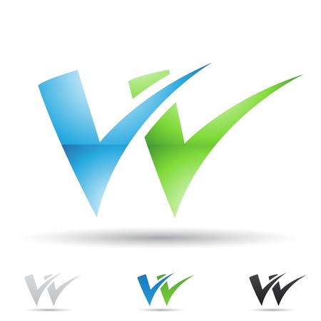 illustration of abstract icons based on the letter Wのイラスト素材