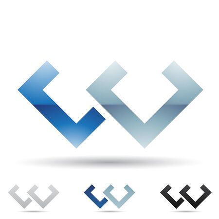  illustration of abstract icons based on the letter Wのイラスト素材