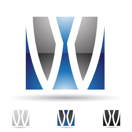 illustration of abstract icons based on the letter Wのイラスト素材