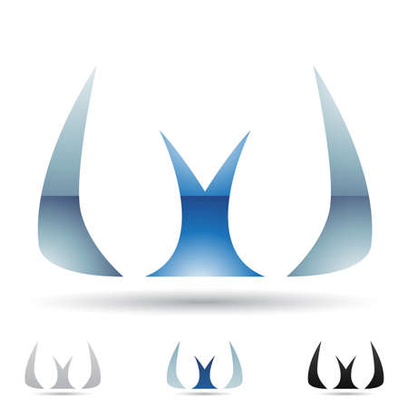 illustration of abstract icons based on the letter Wのイラスト素材