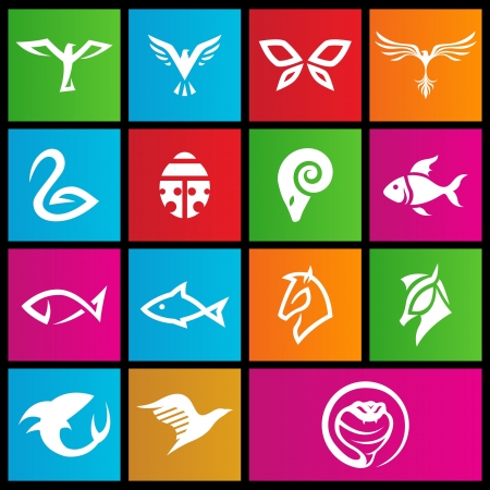 illustration of Metro Style animal iconsのイラスト素材