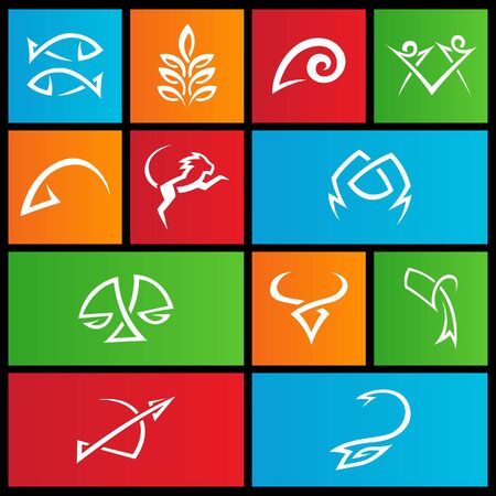 illustration of metro style zodiac star signsのイラスト素材