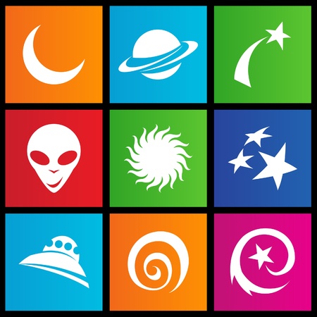 illustration of metro style space iconsのイラスト素材