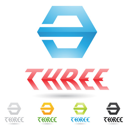  illustration of colorful and abstract icons for no threeのイラスト素材
