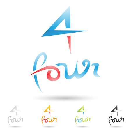 illustration of colorful and abstract icons for no fourのイラスト素材