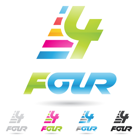 illustration of colorful and abstract icons for no fourのイラスト素材