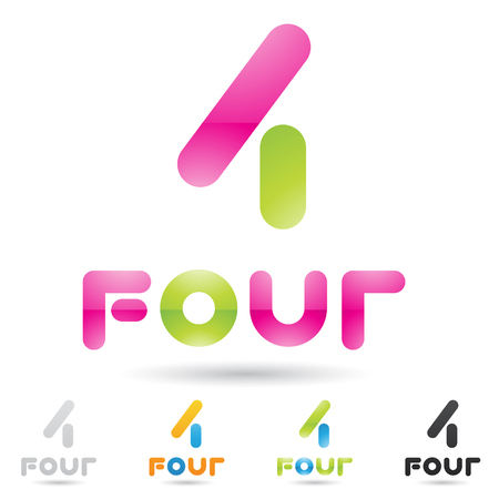 illustration of colorful and abstract icons for no fourのイラスト素材
