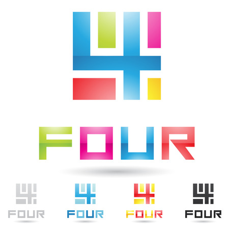 illustration of colorful and abstract icons for no fourのイラスト素材