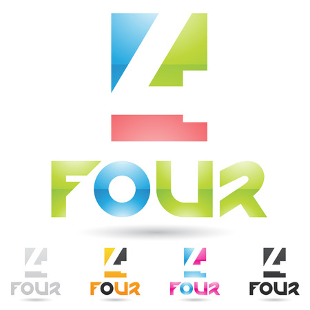 illustration of colorful and abstract icons for no fourのイラスト素材