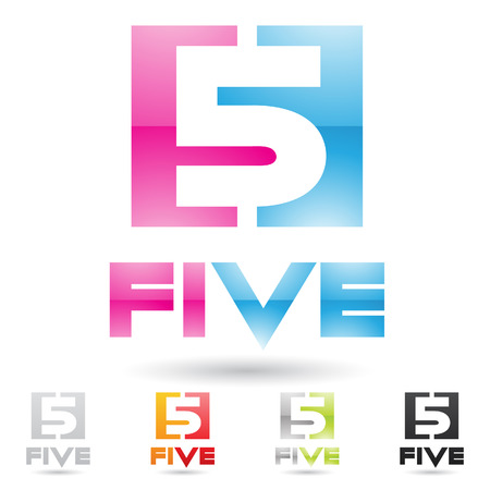 illustration of colorful and abstract icons for no fiveのイラスト素材