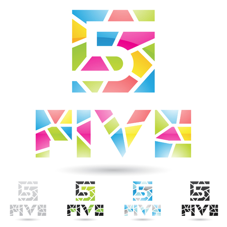 illustration of colorful and abstract icons for no fiveのイラスト素材