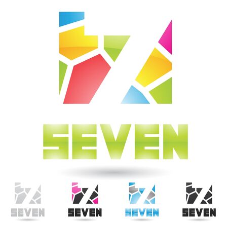 illustration of colorful and abstract icons for no sevenのイラスト素材