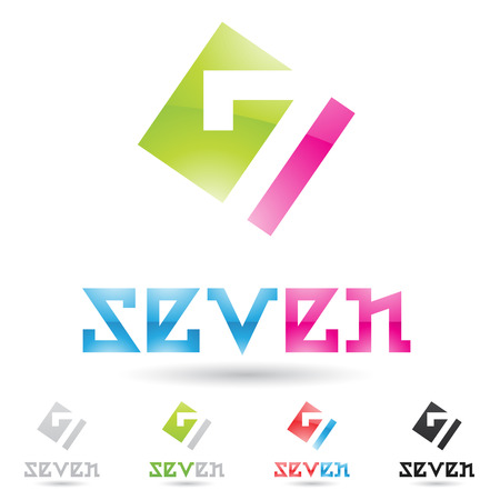 illustration of colorful and abstract icons for no sevenのイラスト素材