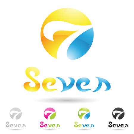  illustration of colorful and abstract icons for no sevenのイラスト素材
