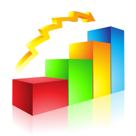 Illustration of Colorful Glossy Stat Bars and Arrow isolated on a white backgroundのイラスト素材