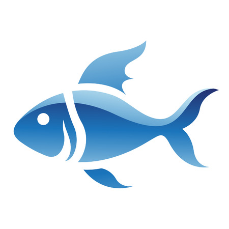 Illustration of Blue Fish Icon isolated on a white backgroundのイラスト素材
