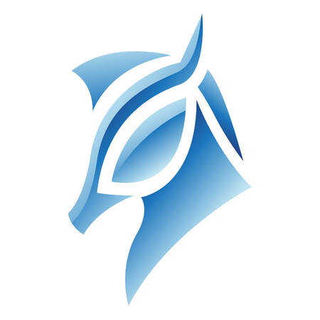 Illustration of Blue Glossy Horse Icon isolated on a white backgroundのイラスト素材