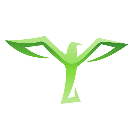 Illustration of Green Bird Icon isolated on a white backgroundのイラスト素材