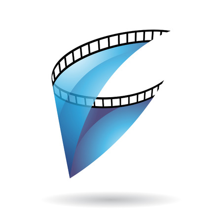 Blue Transparent Film Reel Isolated on a white backgroundのイラスト素材