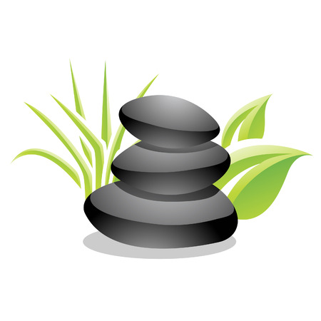Stock Illustration of Spa Stones and Leaves on a white backgroundのイラスト素材