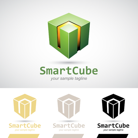 Green Shiny 3d Cube   Vector Illustrationのイラスト素材