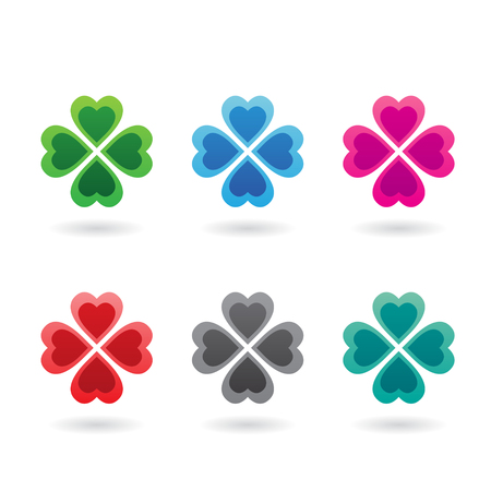 Vector Illustration of Abstract Heart Shaped Four Leaf Clover isolated on a white backgroundのイラスト素材