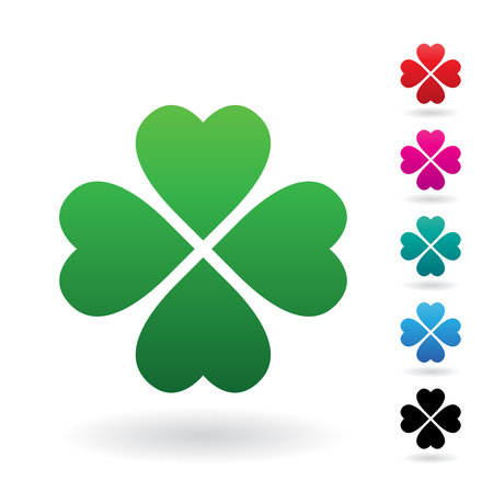 Vector Illustration of Abstract Heart Shaped Four Leaf Clover isolated on a white backgroundのイラスト素材