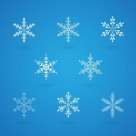 Vector Illustration of Snowflakes Crystals Iconsのイラスト素材