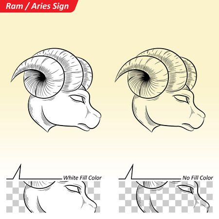 Vector Illustration of Aries Astrological Zodiac Star Sign Sketchのイラスト素材