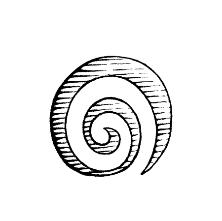 Vector Illustration of a Scratchboard Style Ink Drawing of a Spiral Galaxy Symbolのイラスト素材