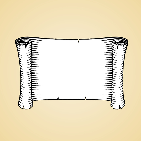 Vector Illustration of a Scratchboard Style Ink Drawing of an Old Banner with White Fillのイラスト素材