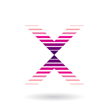 Vector Illustration of a Magenta Striped Icon for Letter X isolated on a White Backgroundのイラスト素材