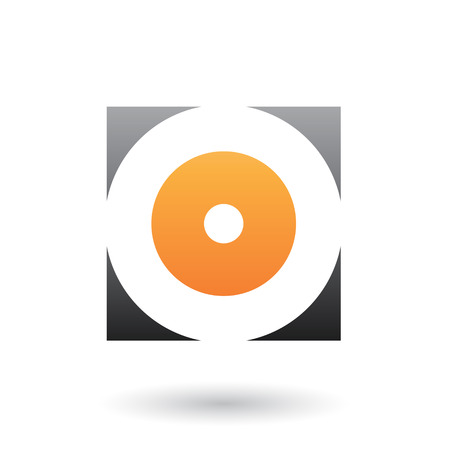 Vector Illustration of Black and Orange Square Icon of a Thick Letter O isolated on a White Backgroundのイラスト素材