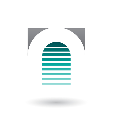 Vector Illustration of Black and Green Reversed U Icon for Letter A isolated on a White Backgroundのイラスト素材