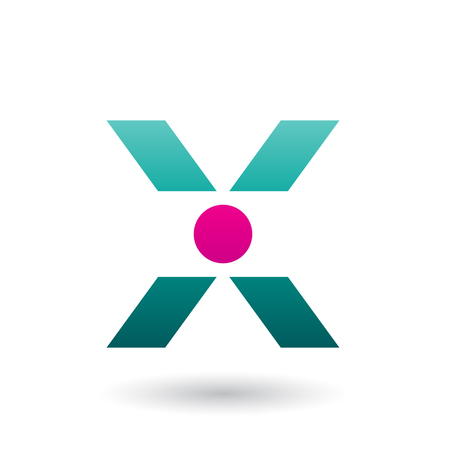 Vector Illustration of a Persian Green Icon of Letter X with a Circle isolated on a White Backgroundのイラスト素材