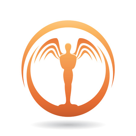 Vector Illustration of an Orange Man with Wings Iconのイラスト素材