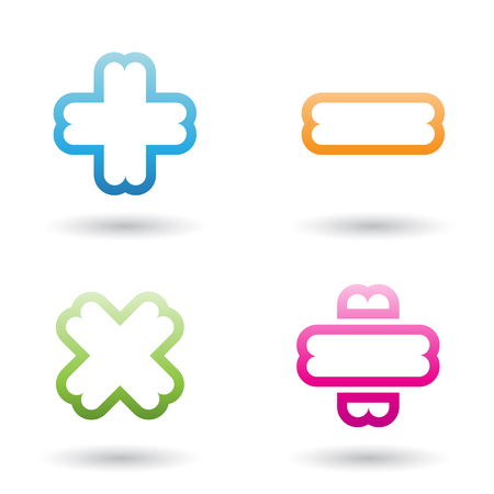 Vector Illustration of Colorful Mathematical Symbols isolated on a white backgroundのイラスト素材