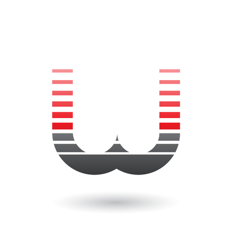 Vector Illustration of Red and Black Letter W Icon with Horizontal Stripes isolated on a White Backgroundのイラスト素材